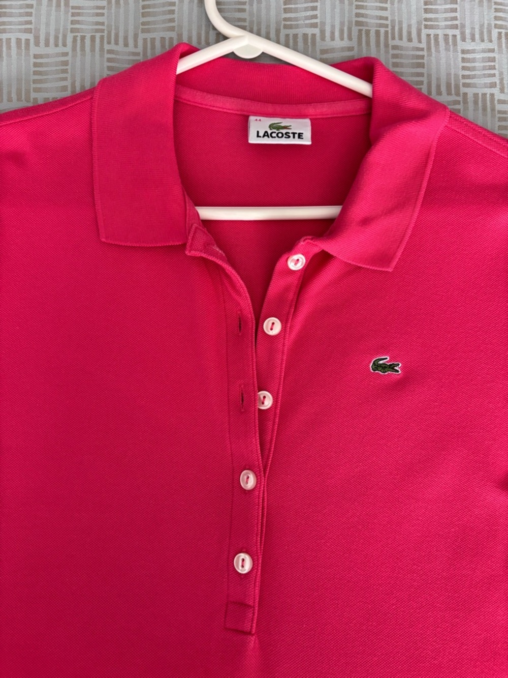 Lacoste Bright Fuchsia Polo with Embroidered Crocodile